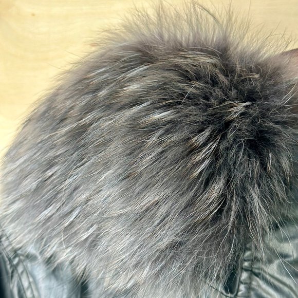 SAM Hudson Black Hooded Jacket Luxury Parka Canvas & Fox Fur Designer Coat EUC - Picture 9 of 11